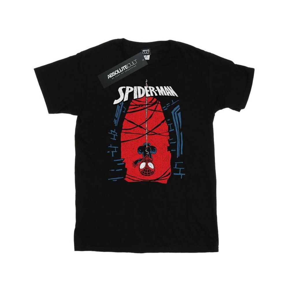 Spider-Man Mens Hanging Cotton T-Shirt / Black